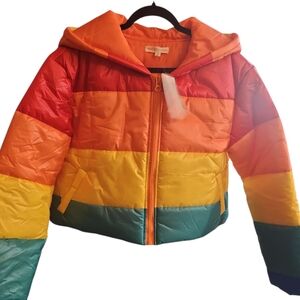 Hot & Delicious Vibrant Rainbow Puffer Jacket